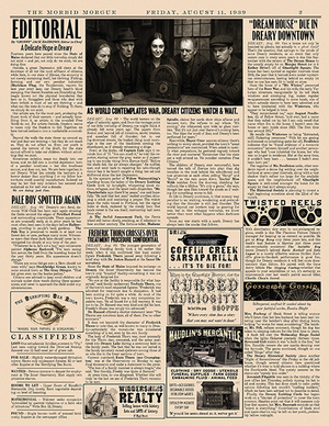 The MORBID MORGUE No. 2, 1939 issue -- the FREE downloadable newspaper of DREARY, ME