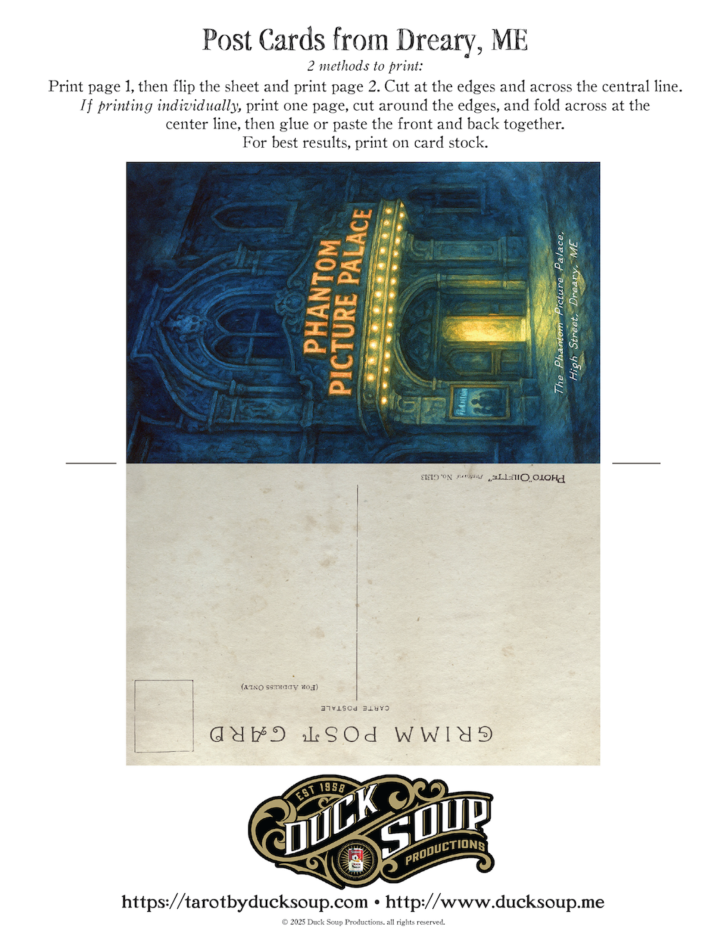 "Perturbing Places" Post Cards from Dreary, ME, Set 3: FREE downloadable, printable cards