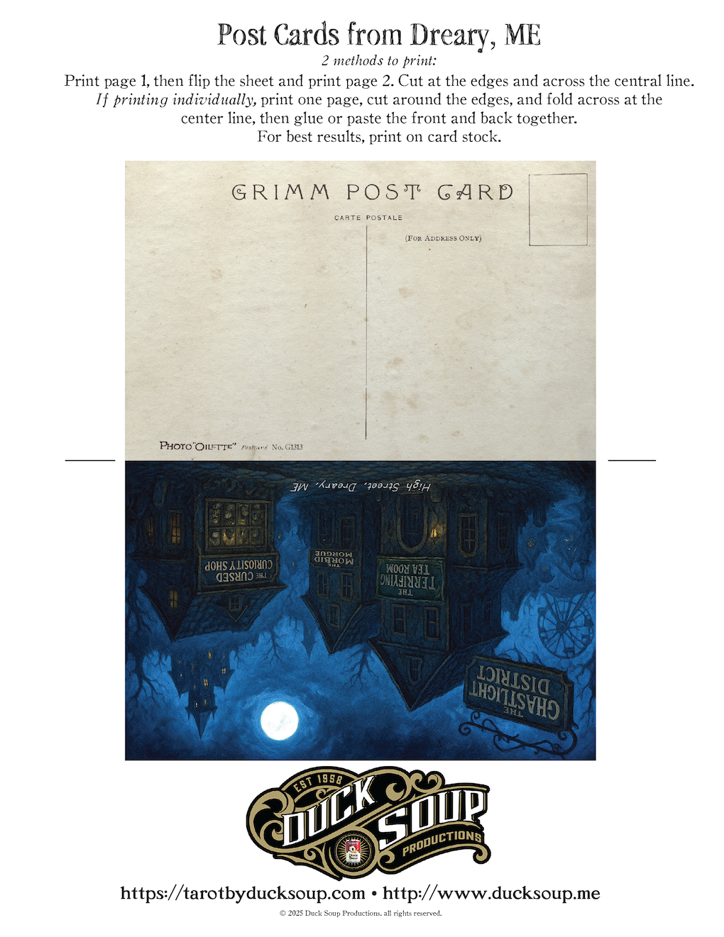 "Perturbing Places" Post Cards from Dreary, ME Set 4 - FREE Printable Download