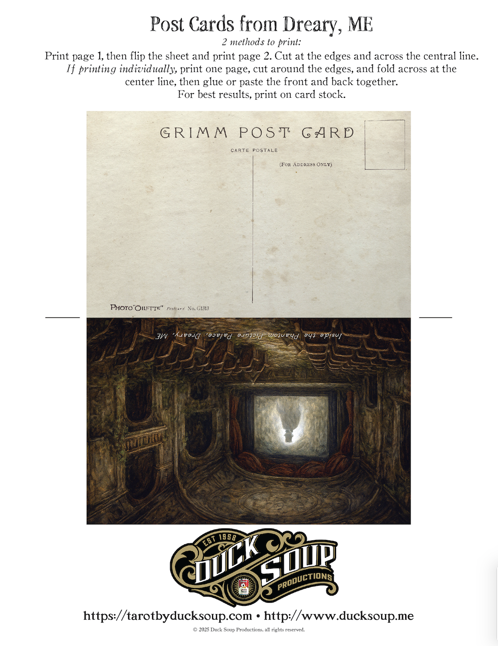 "Perturbing Places" Post Cards from Dreary, ME, Set 3: FREE downloadable, printable cards