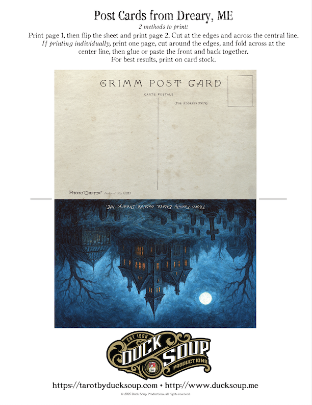 "Perturbing Places" Post Cards from Dreary, ME, Set 1: FREE downloadable, printable cards