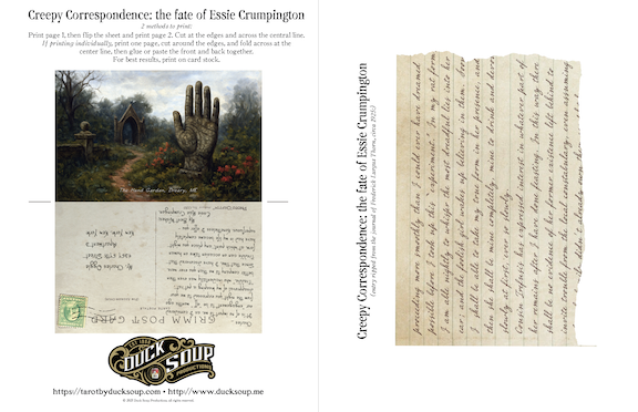 CREEPY CORRESPONDENCE No. 1 plus "Perturbing Places" Post Cards Vol. 5 -- FREE Printable Download