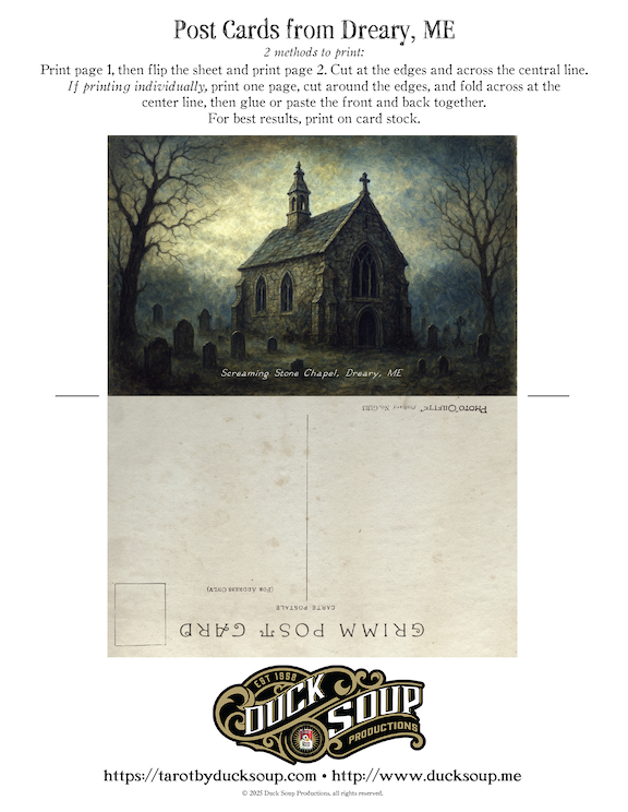 CREEPY CORRESPONDENCE No. 1 plus "Perturbing Places" Post Cards Vol. 5 -- FREE Printable Download