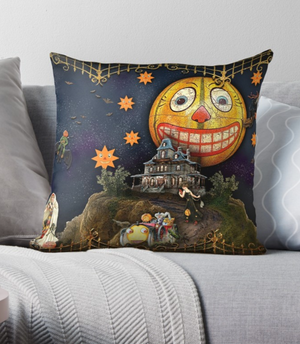 Trick or Tarot "Halloween Land" Throw Pillow